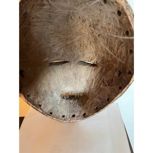 Vintage African Carved Wooden Baule Mask (10"x8") Tribal Art Figure Smiling - Picture 3 of 3